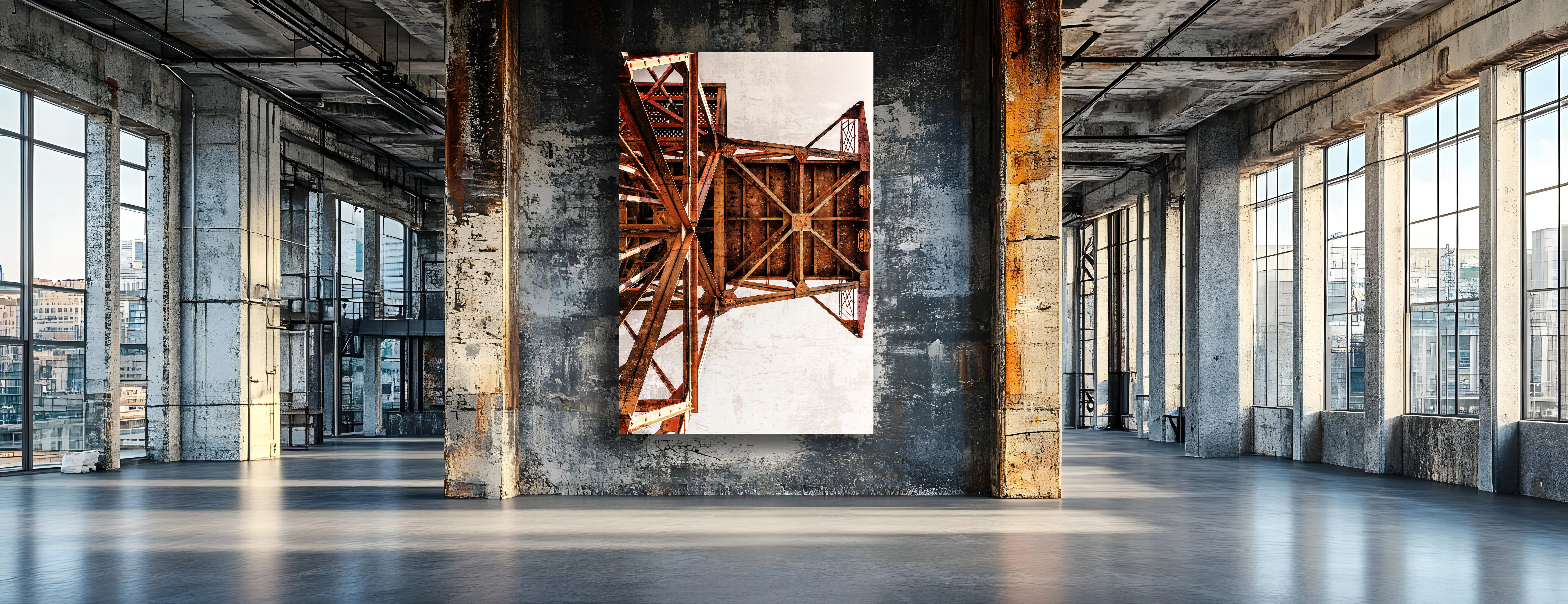 Hall with large-format photograph — Passenger Staircase, Port of Trieste.