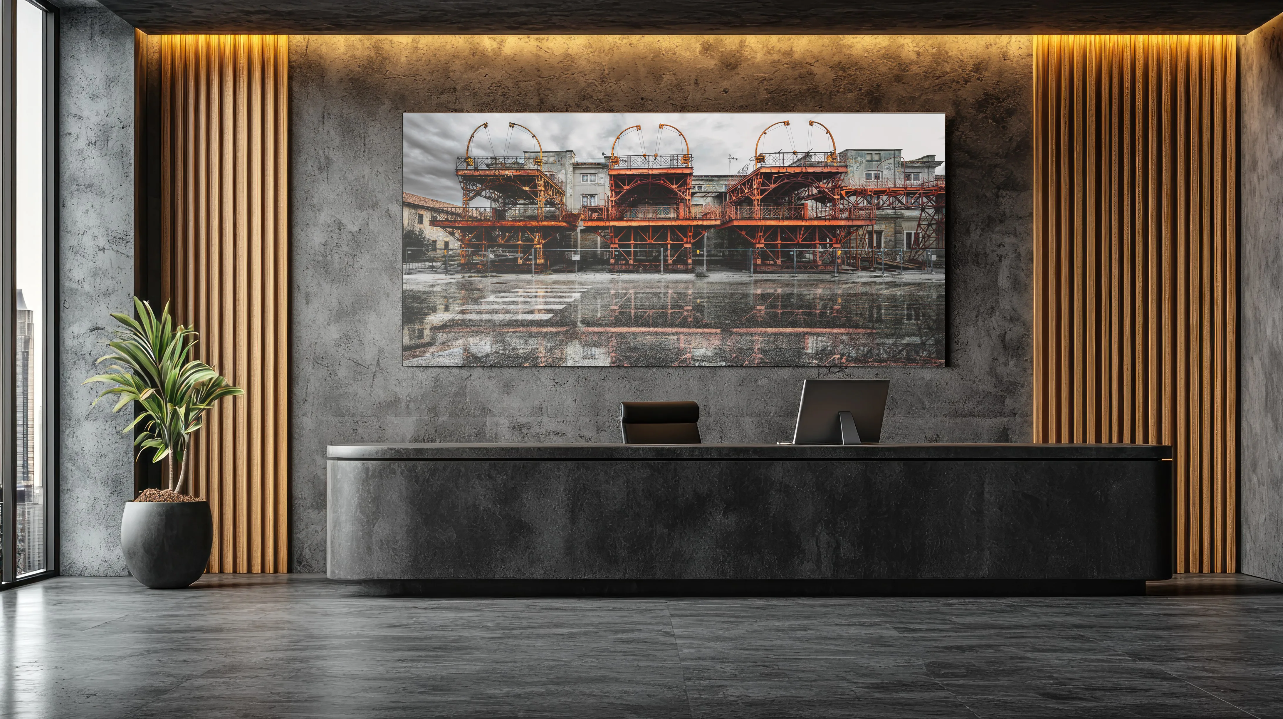Reception with large-format photograph — Passenger Staircase, Porto Vecchio.
